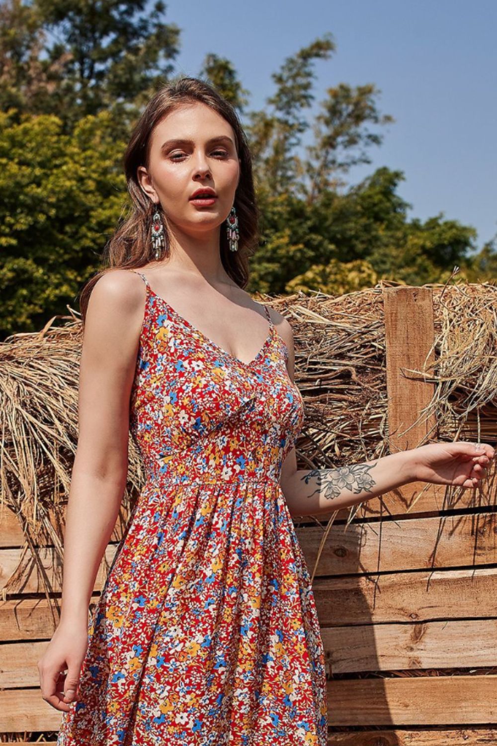 Ditsy Floral Spaghetti Strap Maxi Dress