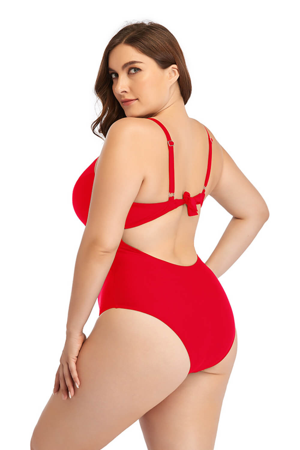 Spliced Mesh Tie-Back One-Piece Swimsuit