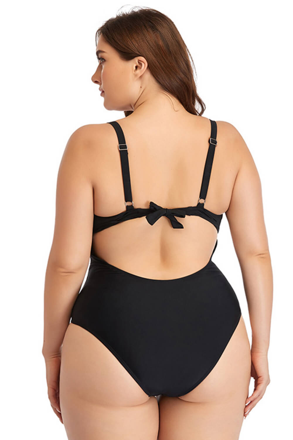 Spliced Mesh Tie-Back One-Piece Swimsuit